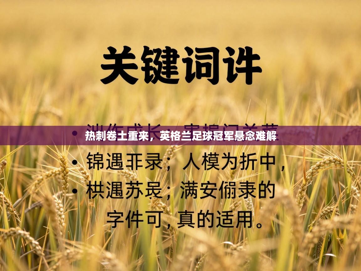 热刺卷土重来,英格兰足球冠军悬念难解 第1张